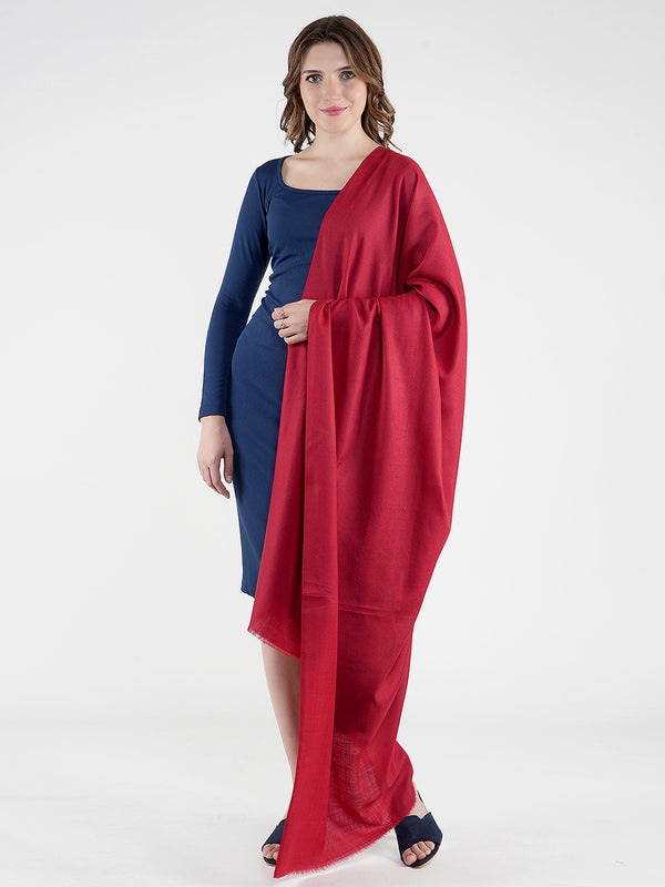 Solid Red Fine Wool Women Shawl – Soft Winter Wrap (80 x 40 Inches)