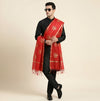 Organza Zari Buta Mens Dupatta – Red Tone with Gold Woven Design