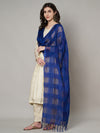 Blue Cotton Woven Check Dupatta with Tassel Detailing (Size: 2.5x1 m Approx)