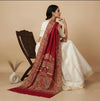 Naqsh-e-Kashmir Inspired Mughal Palace Scenic Jacquard Woven Red Shawl with Zari Work