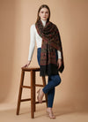 Regal Floral & Paisley Kani Weave Wool Blend Black Stole
