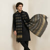 Cotton Cut Work Mens Dupatta – Black Gold Tone with Woven Design