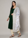 White Georgette Dupatta with Hand Gota Patti Work (Size: 2.5x1 m Approx)