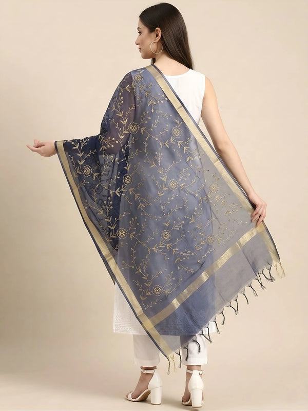 Blue Organza Meena Jaal Dupatta | Elegant Sheer Festive Drape