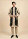 Banarasi Silk Mens Dupatta – Black with Zari Buta & Border Work
