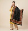 Luxe Chinon Kutch & Phulkari Heritage Art Mirror Work Embroidered Black Dupatta with Ornate Border