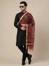 Organza Meena Jaal Mens Dupatta – Maroon with Gold Woven Design