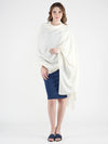 Solid Ivory Fine Wool Women Shawl – Soft Winter Wrap (80 x 40 Inches)
