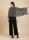 Micro Wool Black Feather Motif Women Stole | Soft Wrap with Subtle Woven Accents (80 × 28 Inches)