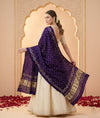 Luxurious Gajji Silk Blue Dupatta with Bandhani Dots & Zari Border