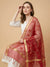 Red Organza Meena Jaal Dupatta | Elegant Sheer Festive Drape
