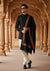 Black Woolen Mens Shawl with Traditional Multicolour Embroidered Border (80 x 40 Inches)