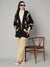 Wool Black Feather Motif Women Stole | Elegant Woven Wrap with Metallic Accents (80 × 28 Inches)