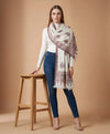 Regal Kani Woven Paisley Border Wool Blend White Stole | Kashmiri Inspired