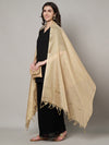 Elegant Beige Tissue Silk Dupatta with Subtle Texture & Tassels (Size: 2.5x1 m Approx)