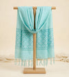 Cotton Mens Dupatta – Blue with Diamond Cut Work & Woven Border