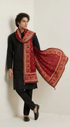 Heritage Kutch & Phulkari Heritage Art Mirror Work Embroidered Maroon Mens Dupatta with Ornate Border