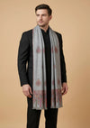 Noble Kani Woven Paisley Border Wool Blend Grey Stole