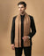 Timeless Mens Wool Blend All-Over Zari Jacquard Floral Trellis Brown Stole
