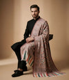 Mir-e-Khas Traditional Kashmiri Kani Weave White Shawl for Men – Wool Blend