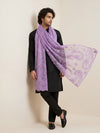 Organza Mens Dupatta – Lavender with Paisley Embroidery & Floral Design