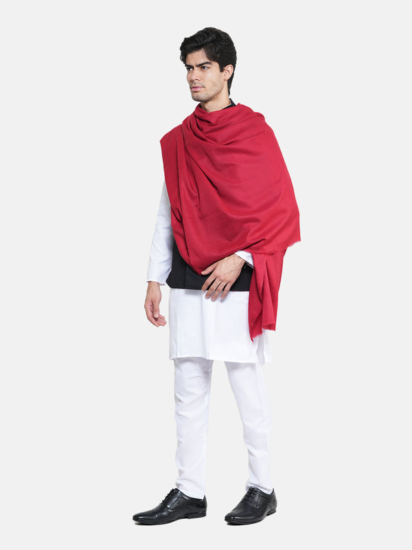 Solid Red Fine Wool Mens Shawl – Soft Winter Wrap (80 x 40 Inches)