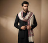 Mir-e-Khas Men's Kashmir-Inspired Kingri Jacquard Woven White Shawl with Floral Border