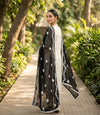 Black Nazneen Chiffon Embroidered Dupatta with Floral Work