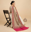 Naqsh-e-Kashmir Woven Kani Jacquard Pink Shawl with Solid Panel & Traditional Border