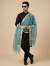 Organza Meena Jaal Mens Dupatta – Teal with Gold Woven Design