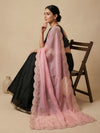 Luxe Rangoli Women Pink Dupatta with 4 Side Scalloped Embroidered Border & Buti Embellishment