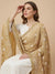 Gold Karachi Style Hand Embroidered Chiffon Dupatta
