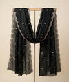 Designer Twill Net Women Black Dupatta with 2 Side Scalloped Border & Buti Embellishment