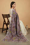 Luxe Cosmos Womens Purple Dupatta with Zari Brush Print & Lace Border