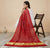 Bamboo Silk Bandhani Inspired Gajji Women Maroon Dupatta with Elephant & Floral Motifs and Golden Tape Border