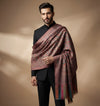 Mir-e-Khas Traditional Kashmiri Kani Weave Brown Shawl for Men – Wool Blend