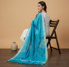 Blue Cotton Dupatta with Golden Border | Lightweight Ethnic Wrap