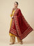 Luxe Chinon Kutch & Phulkari Heritage Art Mirror Work Embroidered Maroon Dupatta with Ornate Border