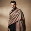 Mir-e-Khas Men's Kashmir-Inspired Kani Paisley & Geometric Border Wool Blend Brown Shawl
