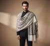 Mir-e-Khas Men's Kashmir-Inspired Jamawar Floral Paisley Vine White Shawl
