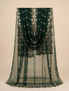 Net Green Dupatta with Twill Zari Sequin Wave Work