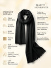 Everyday Micro Wool Solid Black Stole | Soft & Lightweight Wrap