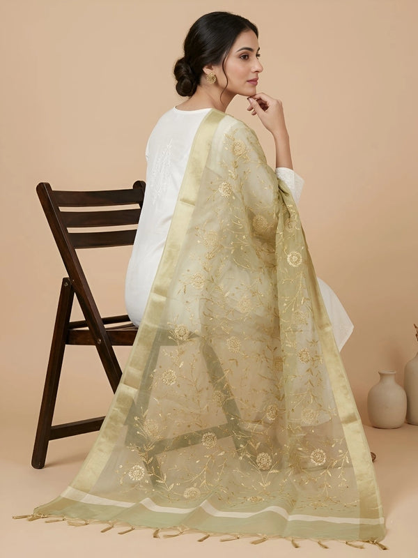 Gold Organza Meena Jaal Dupatta | Elegant Sheer Festive Drape