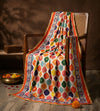 Chinon Floral Mirror Work Women Multicolor Dupatta with Designer Printed Panels & Lace Border