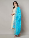 Sky Blue Chinon Dupatta with Scalloped Embroidered Border & Sequin Motifs (Size: 2.5x1 m Approx)