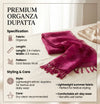 Pink Organza Dupatta with Golden Beads Work & Tassel Border