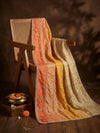Luxe Chinon Womens Yellow Dupatta – Embellished Grid Work with Lace Border