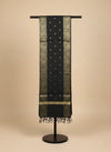 Banarasi Silk Mens Dupatta – Black with Zari Buta & Border Work