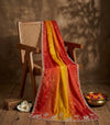 Luxe Fendi Womens Orange Dupatta with Heritage Zari Buti & Elephant Work
