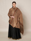 Brown Woolen Women Shawl with Intricate Embroidered Detailing – Winter Wrap (80 x 40 Inches)